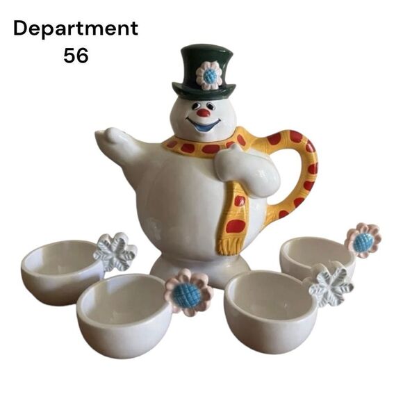 Department 56 Storybook Village - 2001 FROSTY THE SNOWMAN TEA SET BRAND NEW - Picture 1 of 13